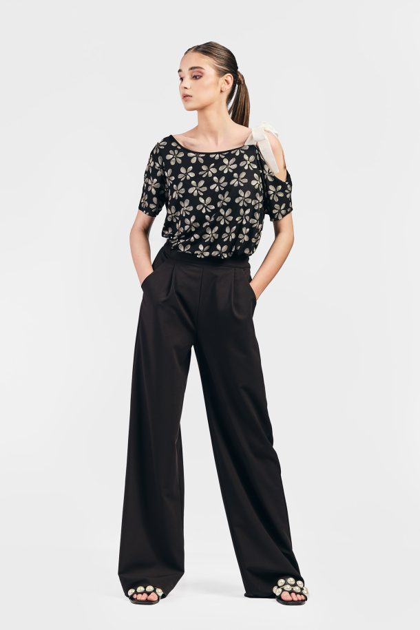 Bluza dama RVL - negru/flori